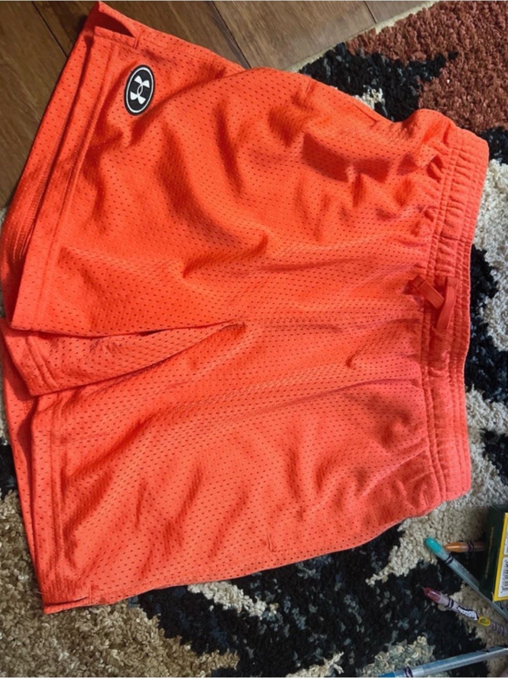 Under Armour Bright Orange Girls Athletic Mesh Shorts
